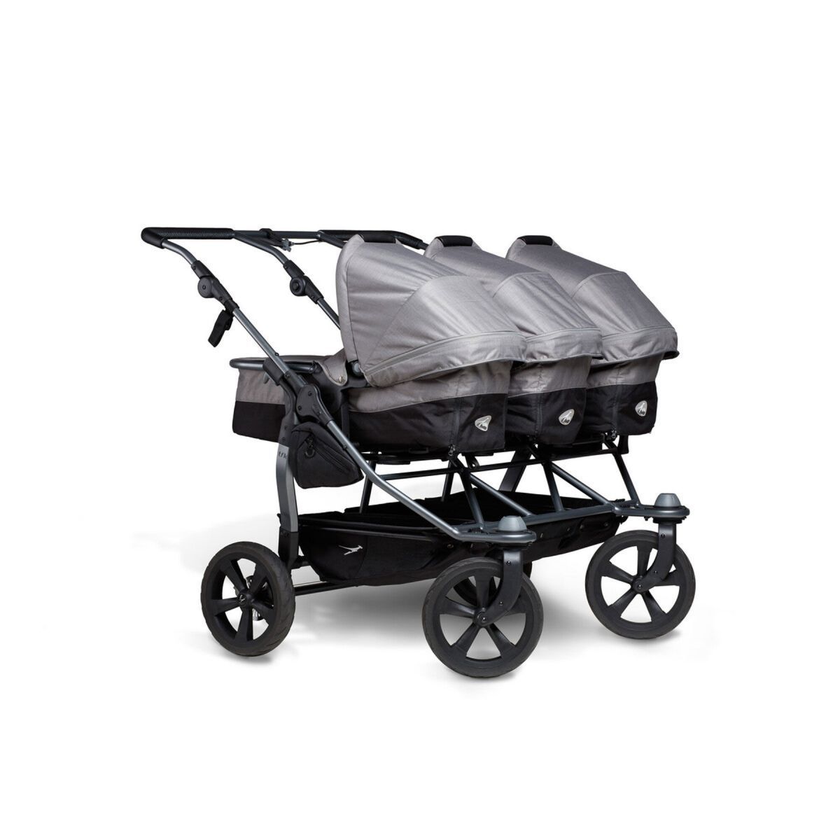 tfk trio Kombi Kinderwagen grau Drillingswagen mit Luftkammerreifen