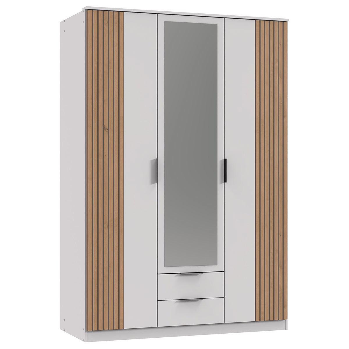 Wimex Ruegen Kleiderschrank mit Kranz 135 cm Weiß/Artisan-Eiche Dekor