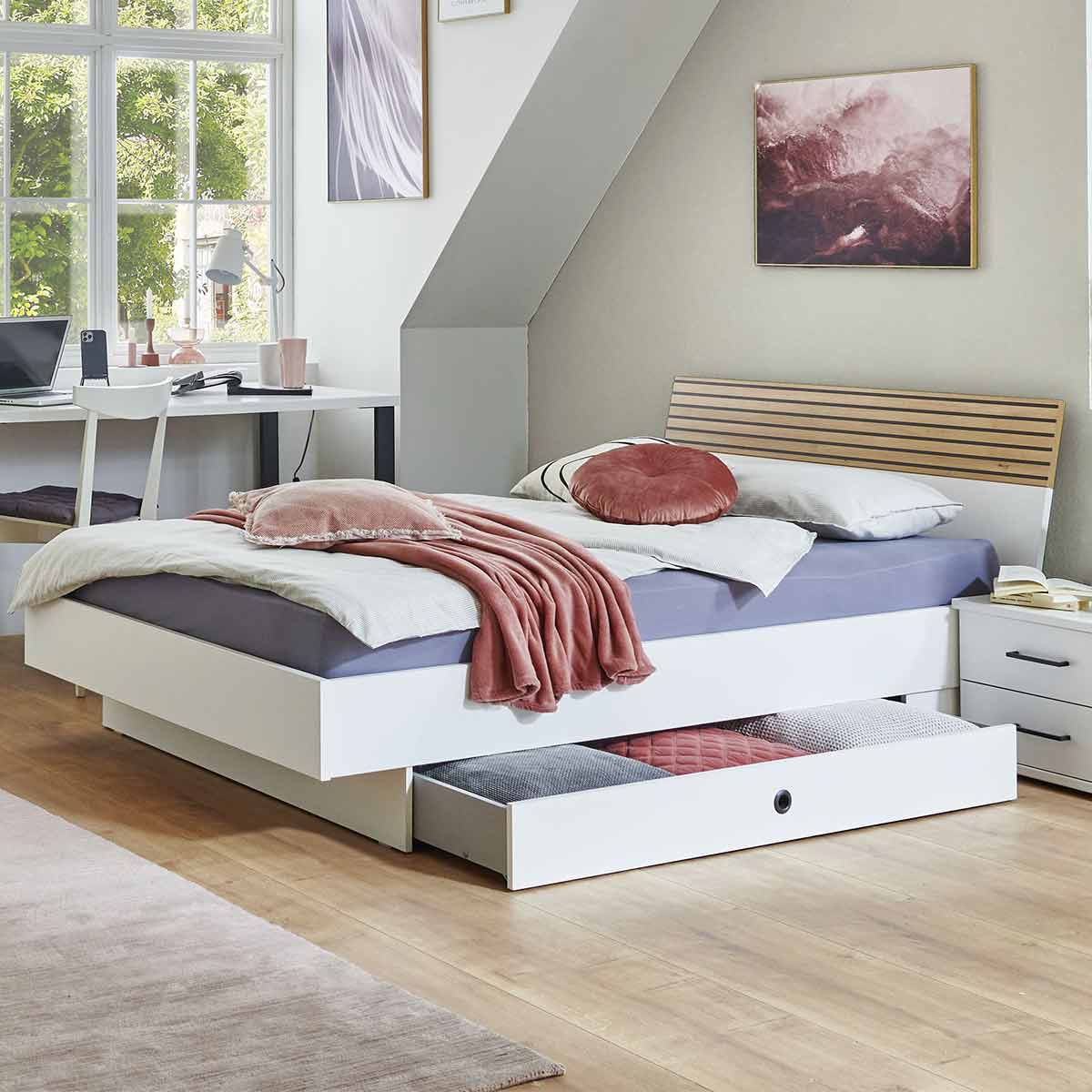 Wimex Ruegen Bett 120 x 200 cm Weiß/Artisan-Eiche Dekor