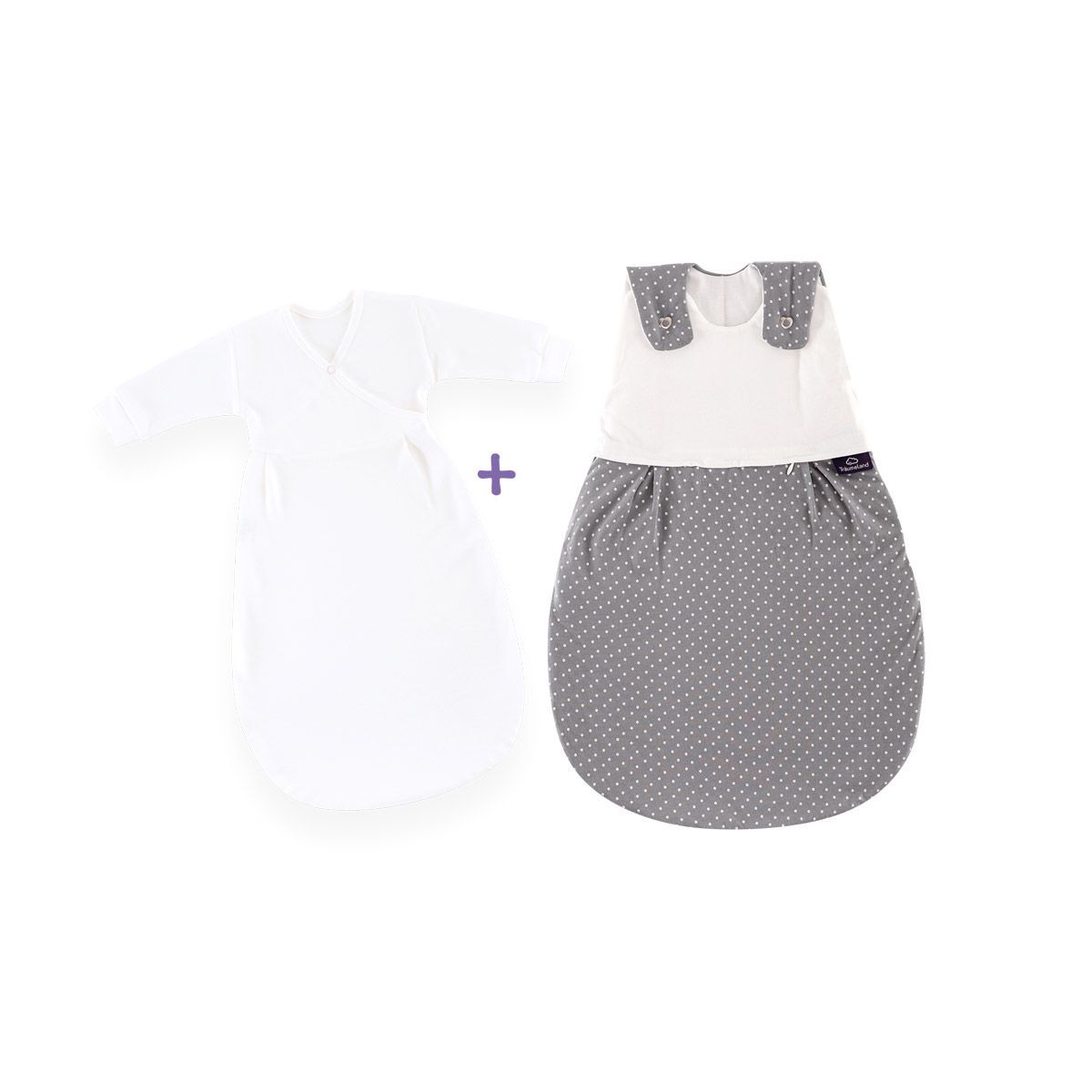 Träumeland Babyschlafsack-Set Pünktchen grau