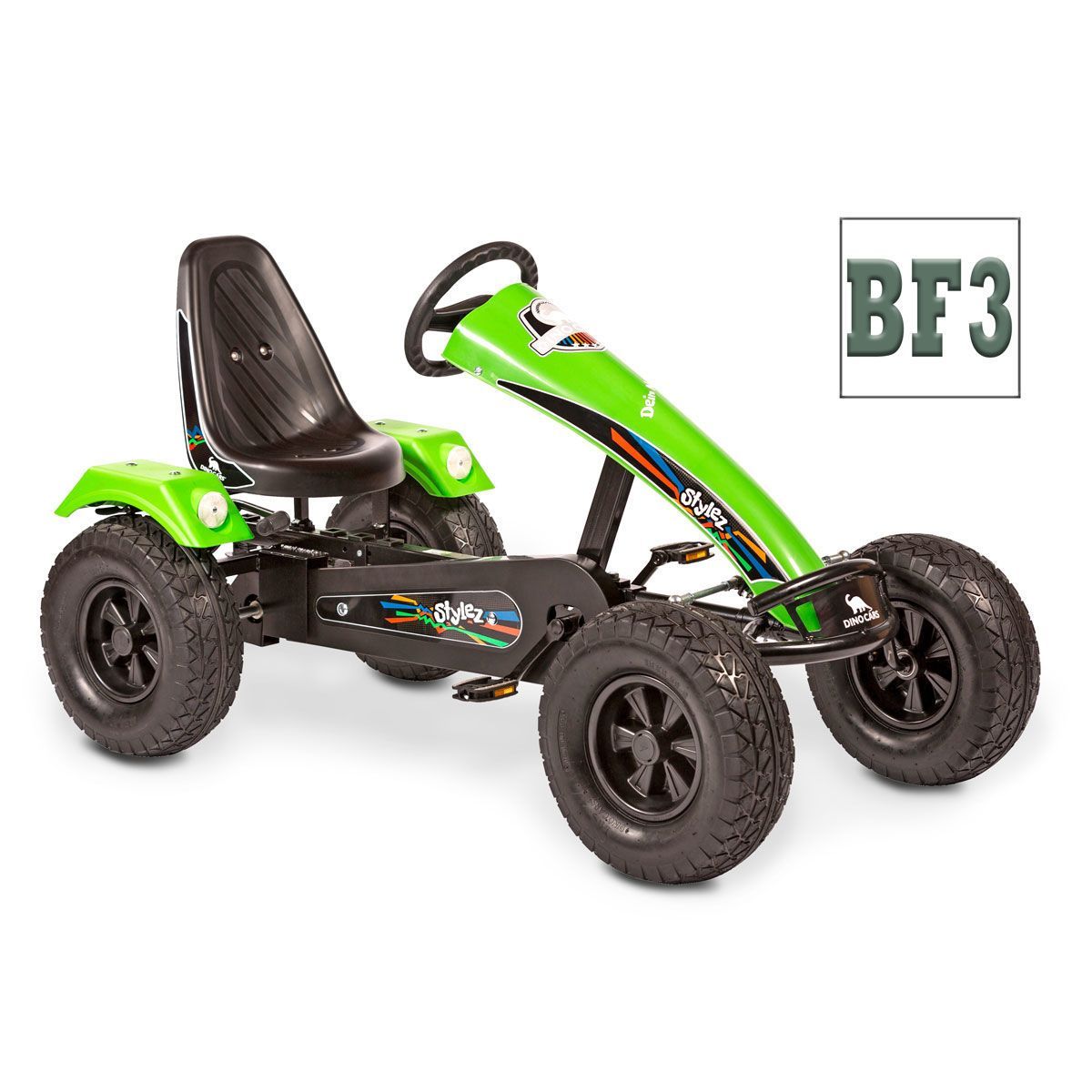 Dino Cars Stylez BF3 GoKart grün Breitreifen mit Bremsfreilauf & 3-Gang-Schaltung