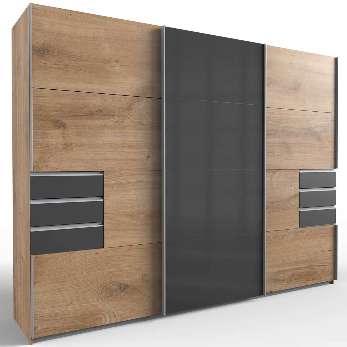 Wimex Saigon Schwebetürenschrank 270 cm Plankeneiche Dekor/Graphit