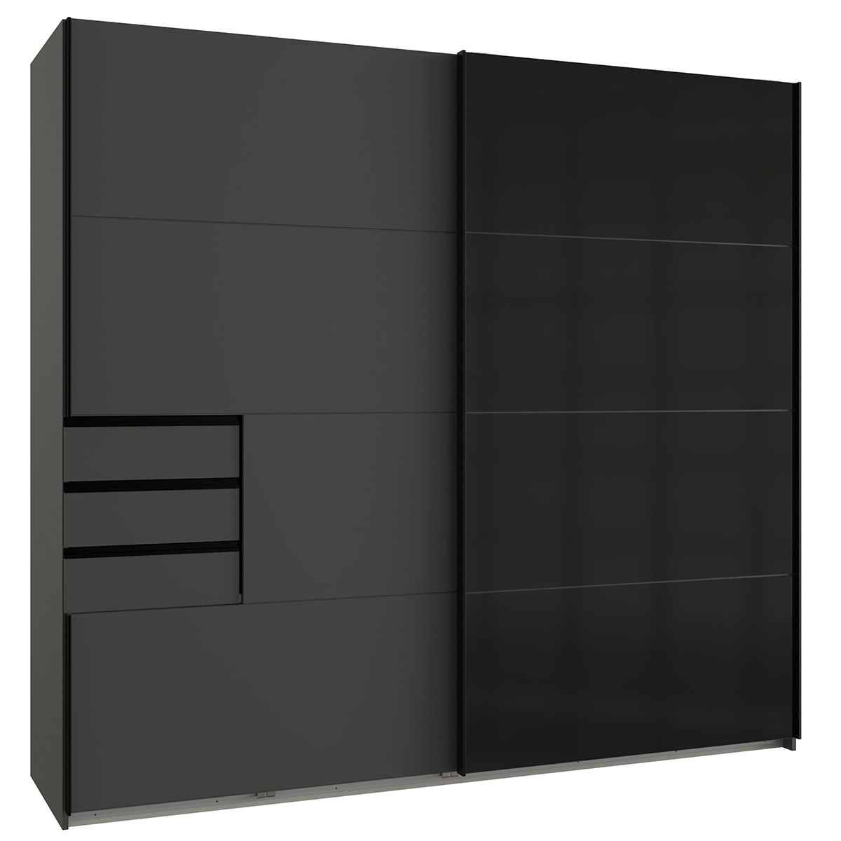 Wimex Saigon Schwebetürenschrank 225 cm Graphit/Schwarz