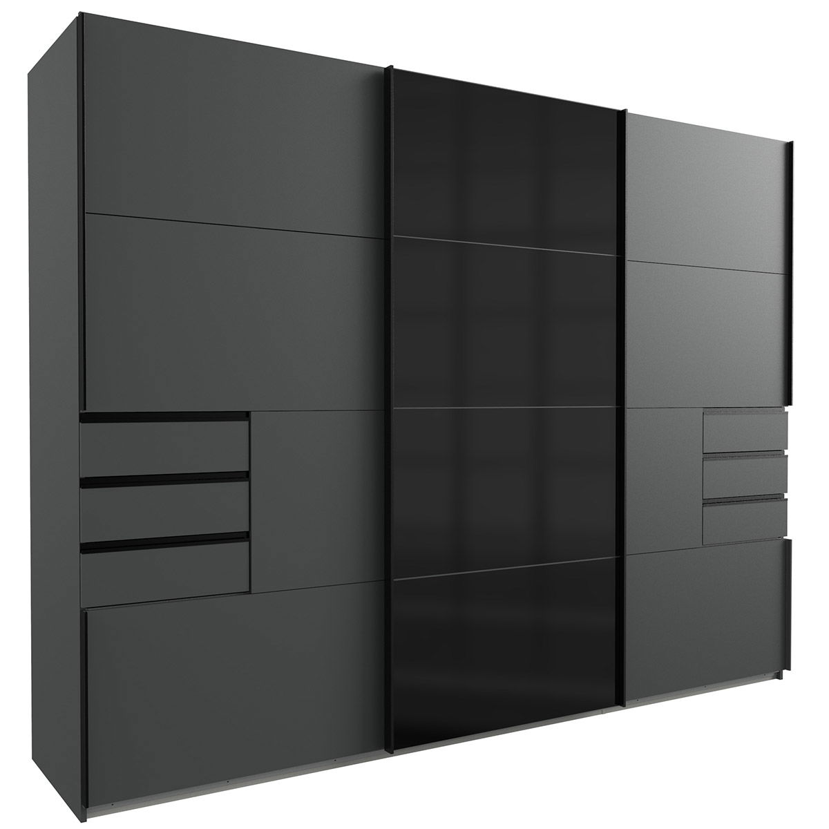 Wimex Saigon Schwebetürenschrank 270 cm Graphit/Schwarz