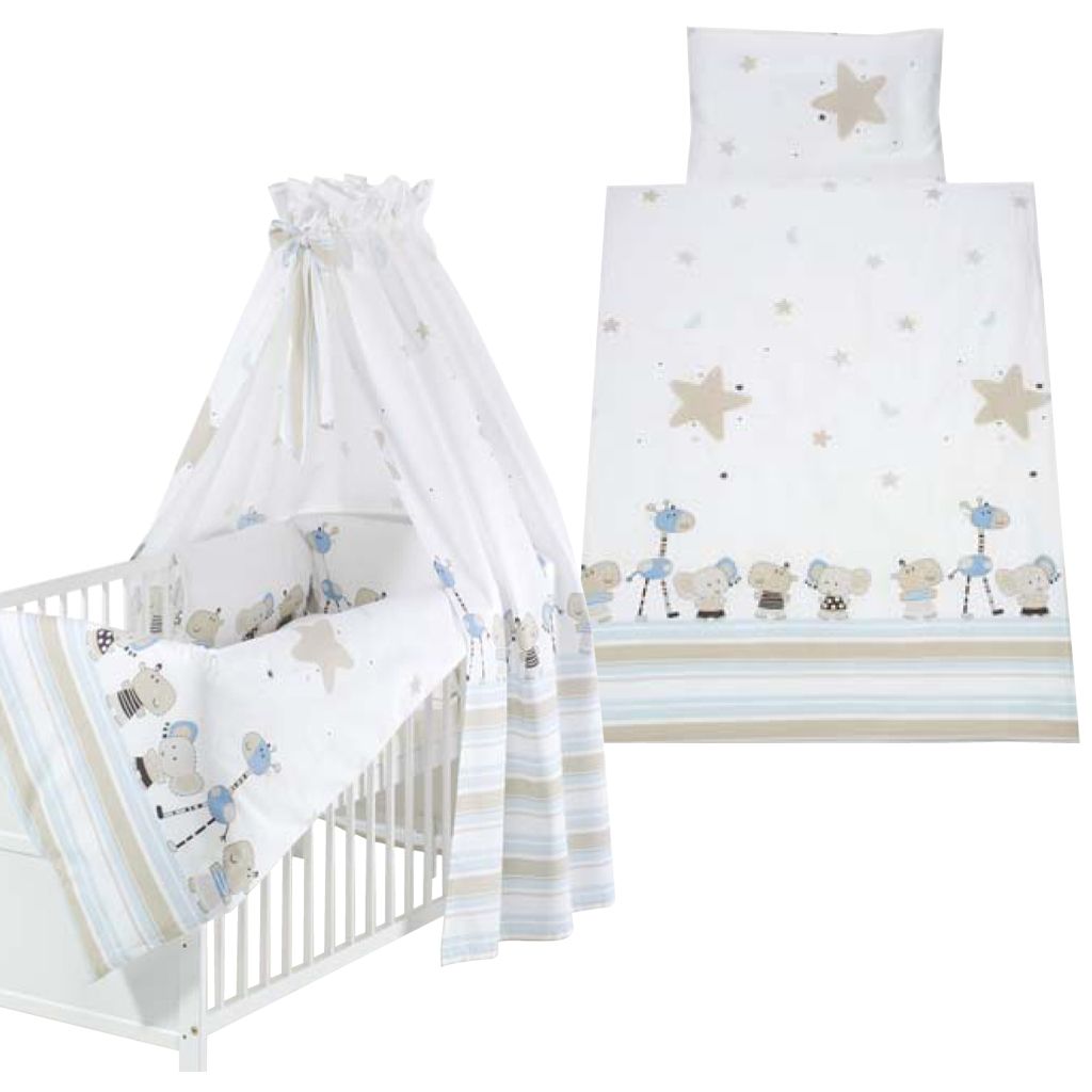 Schardt Banjo blau Bettset 4- teilig mit Bettwäsche, Himmel und Nestchen