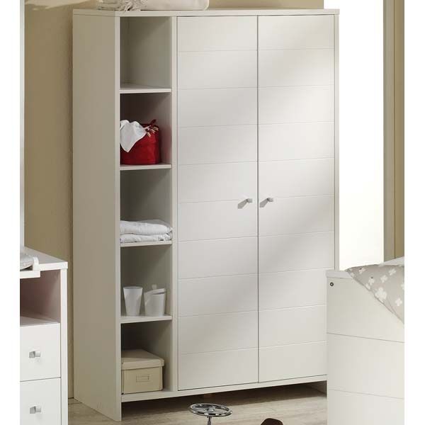 Schardt  Eco Stripe Kleiderschrank 2 Türen+Regal Dekor Weiß/MDF Weiß