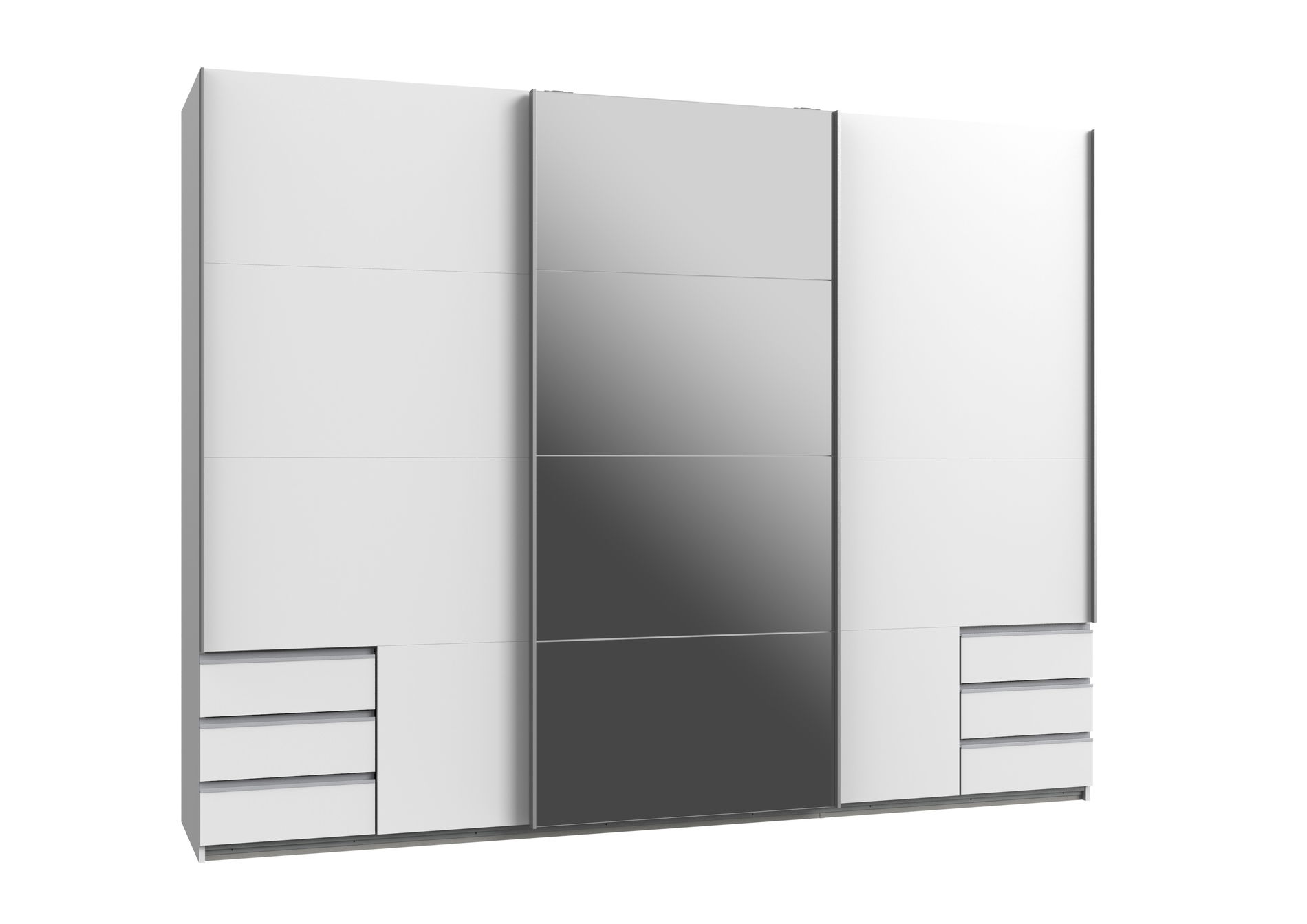 Wimex Seattle Schwebetürenschrank 270 cm 1 Spiegel Weiß