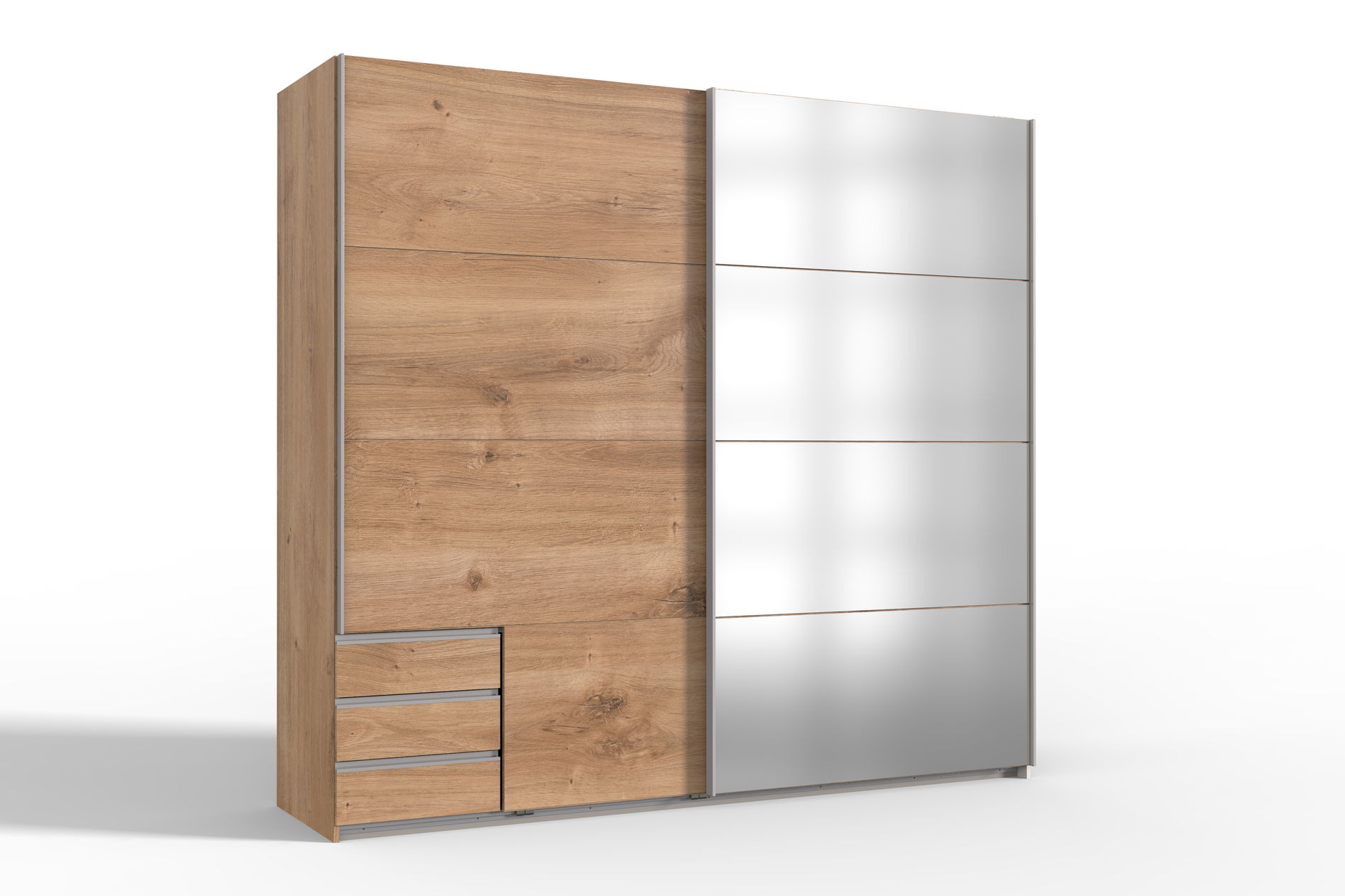 Wimex Seattle Schwebetürenschrank 225 cm 1 Spiegel Plankeneiche-Nachbildung