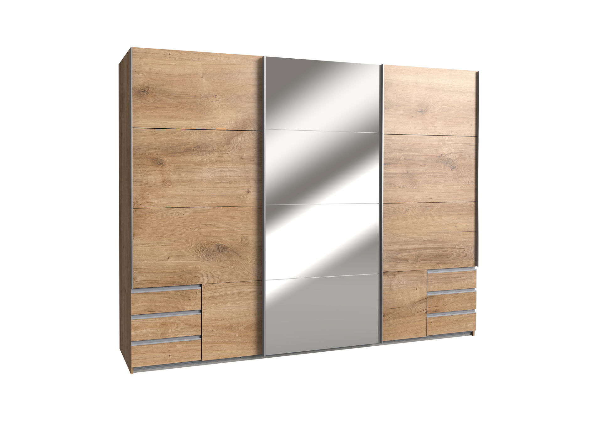 Wimex Seattle Schwebetürenschrank 270 cm 1 Spiegel Plankeneiche-Nachbildung