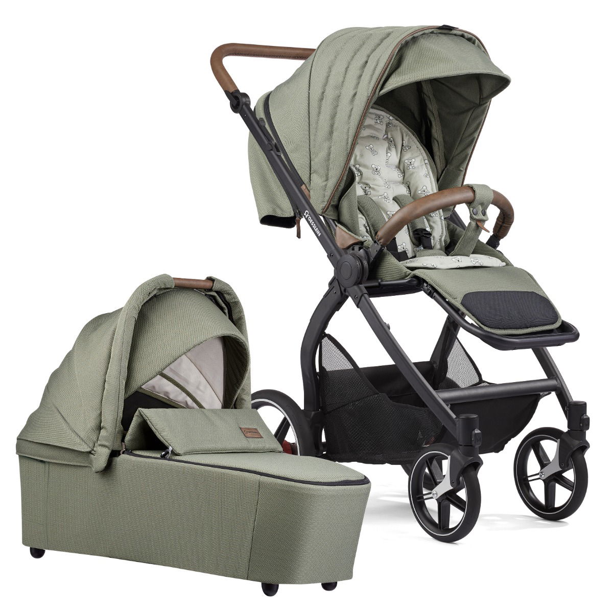 Gesslein FX4 Swing Kinderwagen Gestell schwarz mit Panorama Lyx Babywanne Farbe wählbar