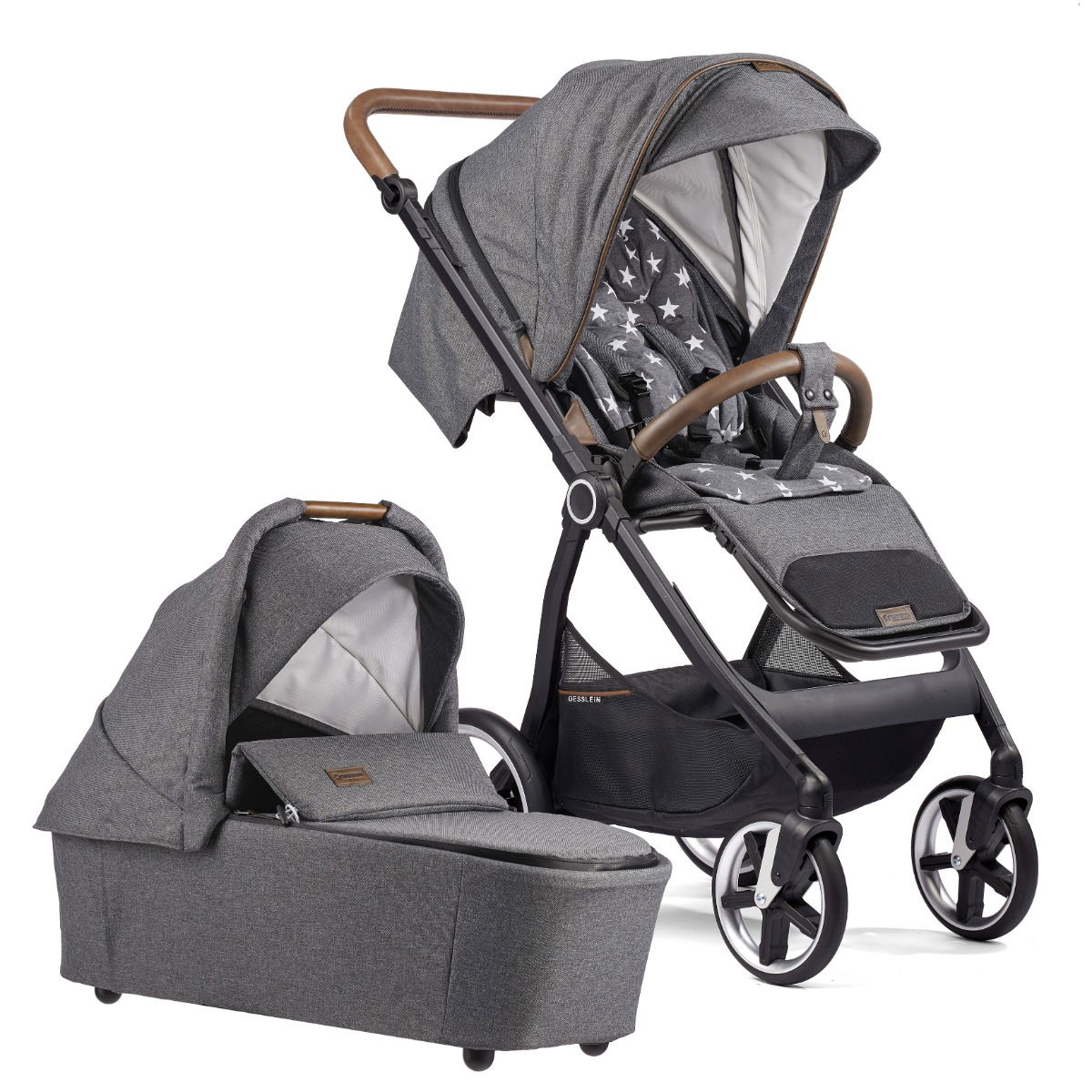 Gesslein INDY M2 Swing Kinderwagen Gestell schwarz mit Panorama Relax Babywanne Farbe wählbar