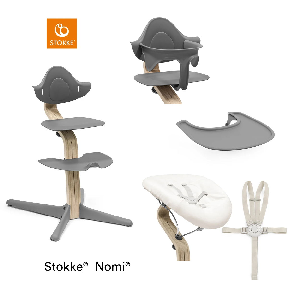 Stokke® Nomi® Set Natural Grey - 5-teilig