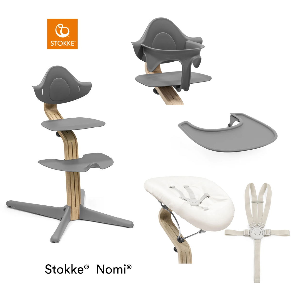 Stokke® Nomi® Set Oak Gray - 5-teilig