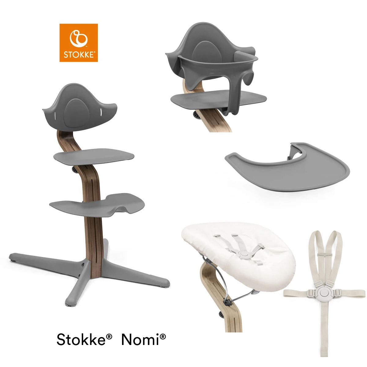 Stokke® Nomi® Set Walnut Gray - 5-teilig