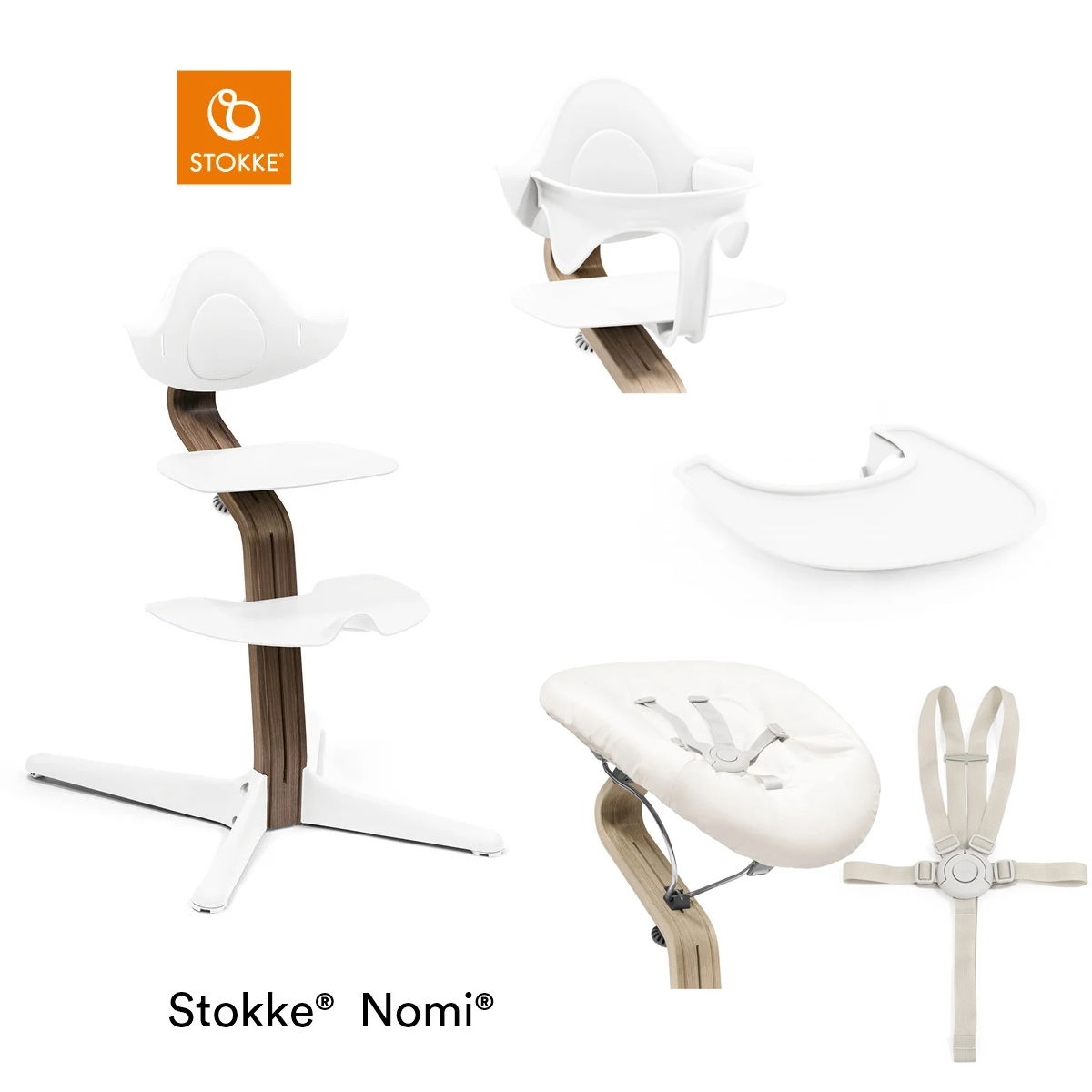 Stokke® Nomi® Set Walnut White - 5-teilig