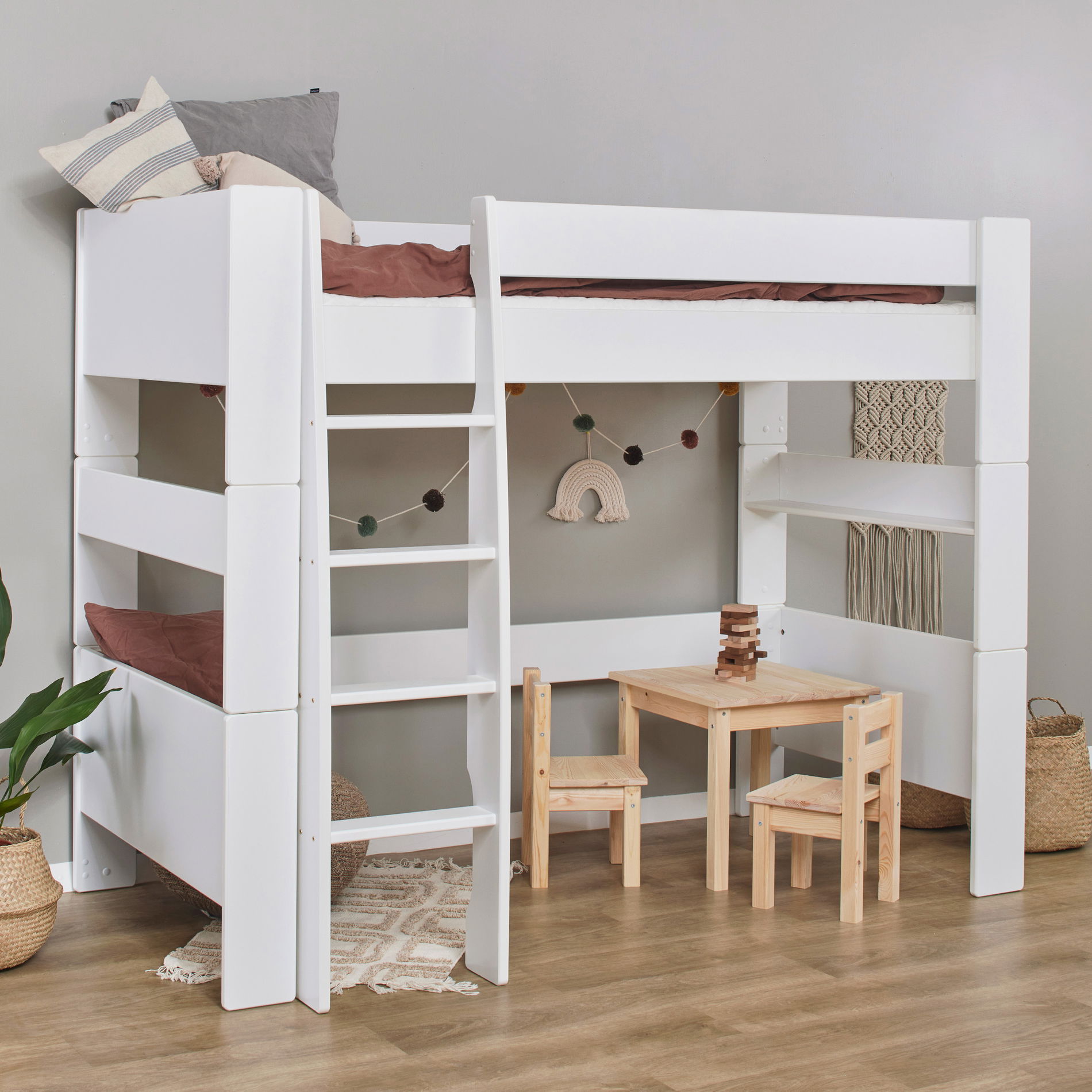 Hoppekids Steens for Kids Hochbett 90x200 cm, Weiß