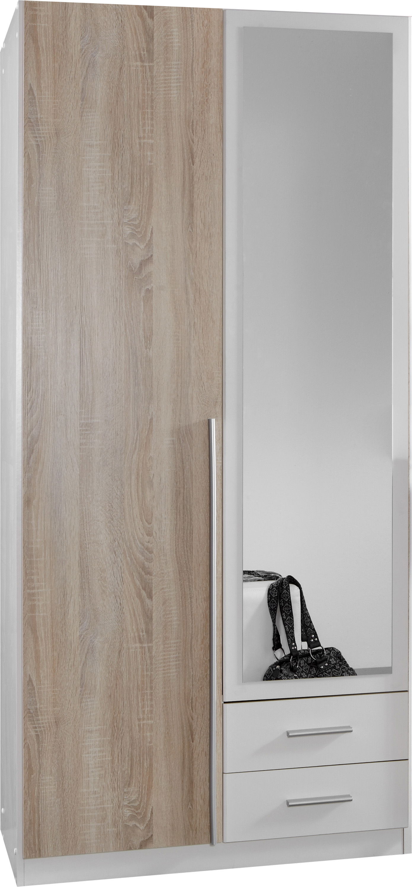 Wimex Skate Kleiderschrank 2T 2S Weiß/Eiche sägerau-Nachbildung