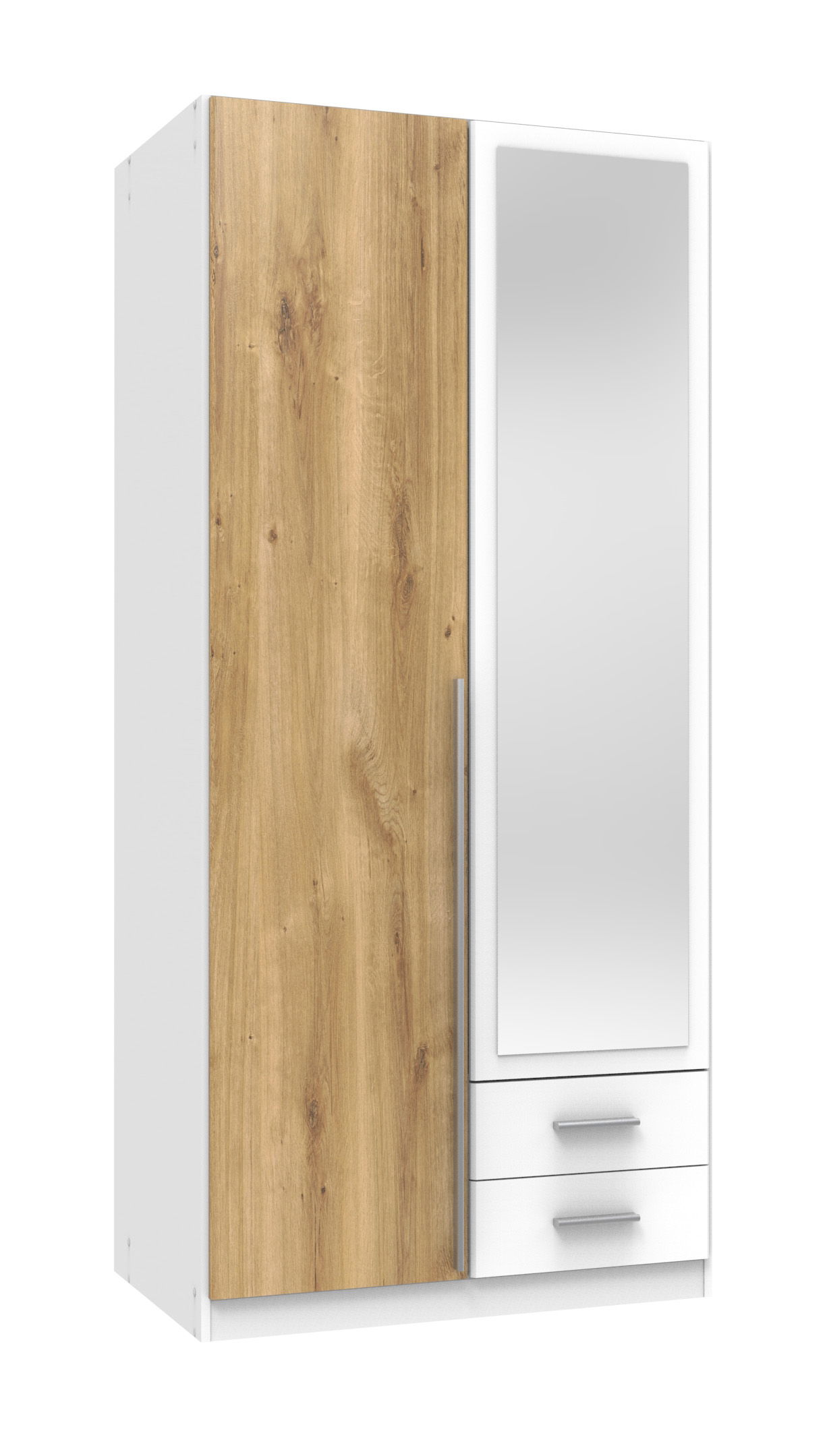 Wimex Skate Kleiderschrank 2T 2S Weiß/Plankeneiche-Nachbildung