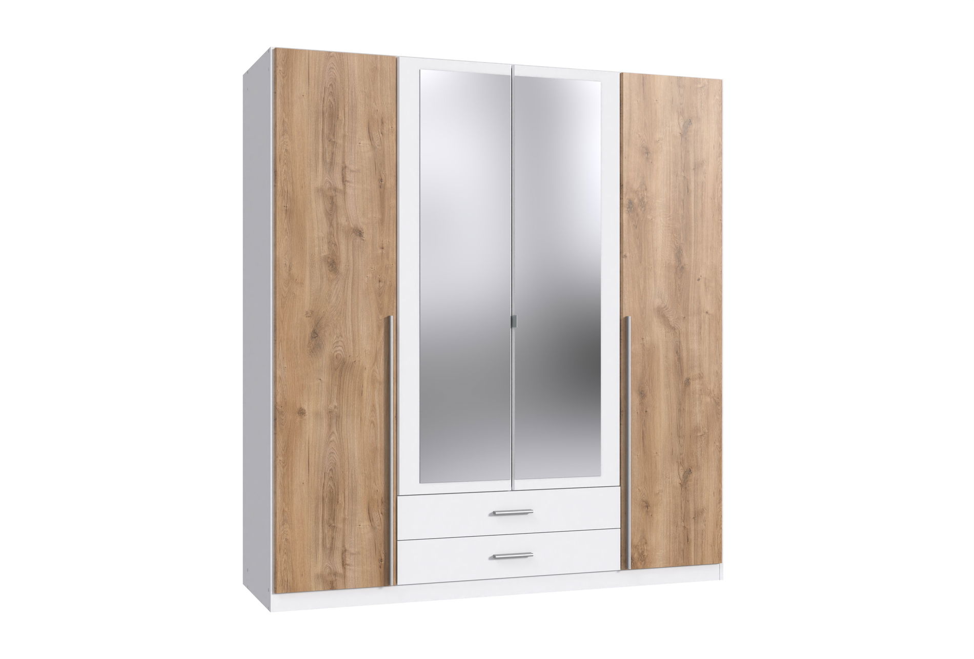 Wimex Skate Kleiderschrank 4T 2S Weiß/Plankeneiche-Nachbildung