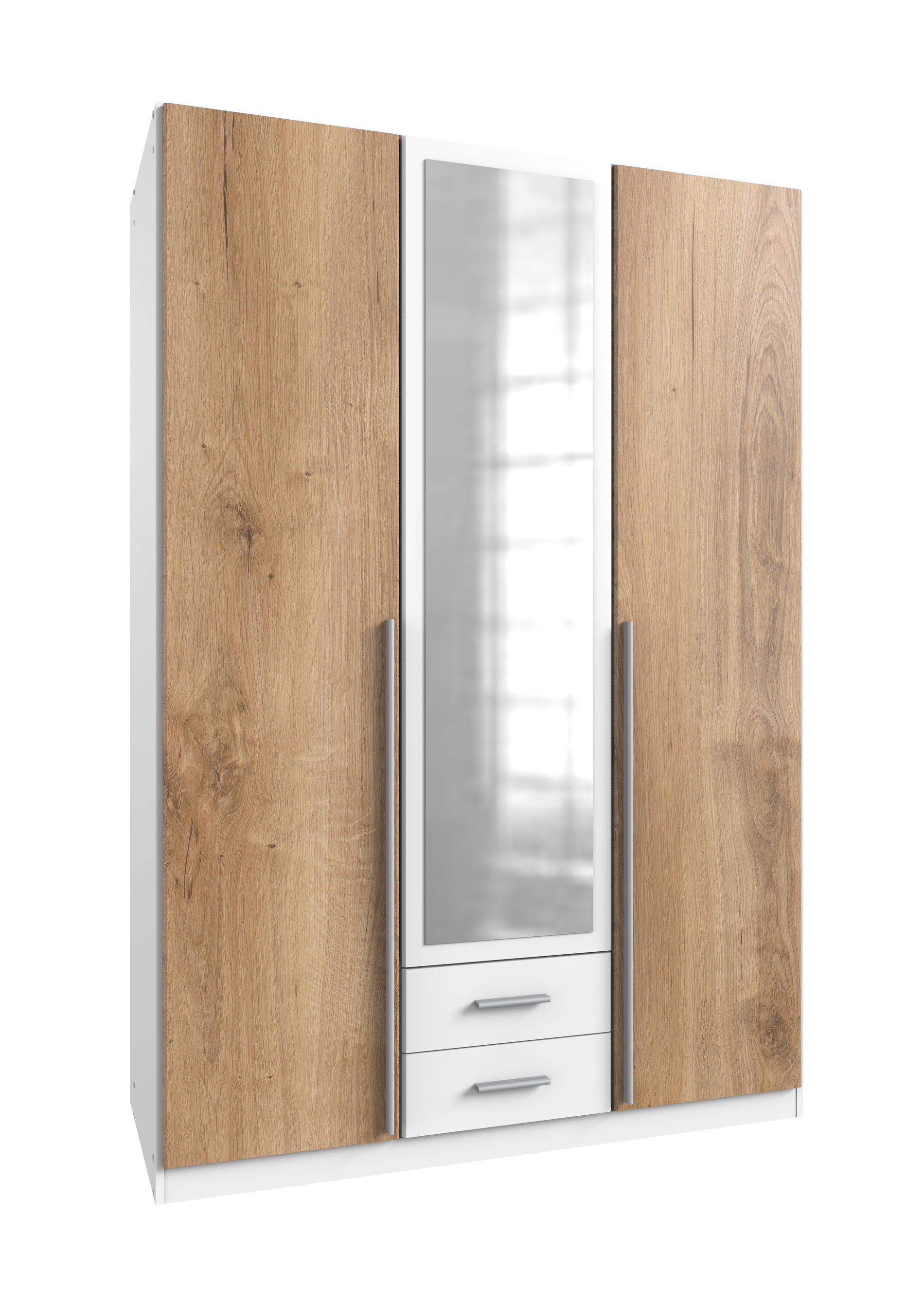 Wimex Skate Kleiderschrank 3T 2S Weiß/Plankeneiche-Nachbildung