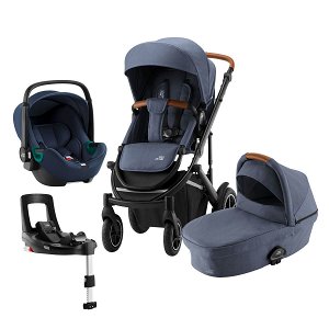 Britax Smile 3 Comfort Plus Set Blue Kinderwagen & Baby-Safe Schale & Base