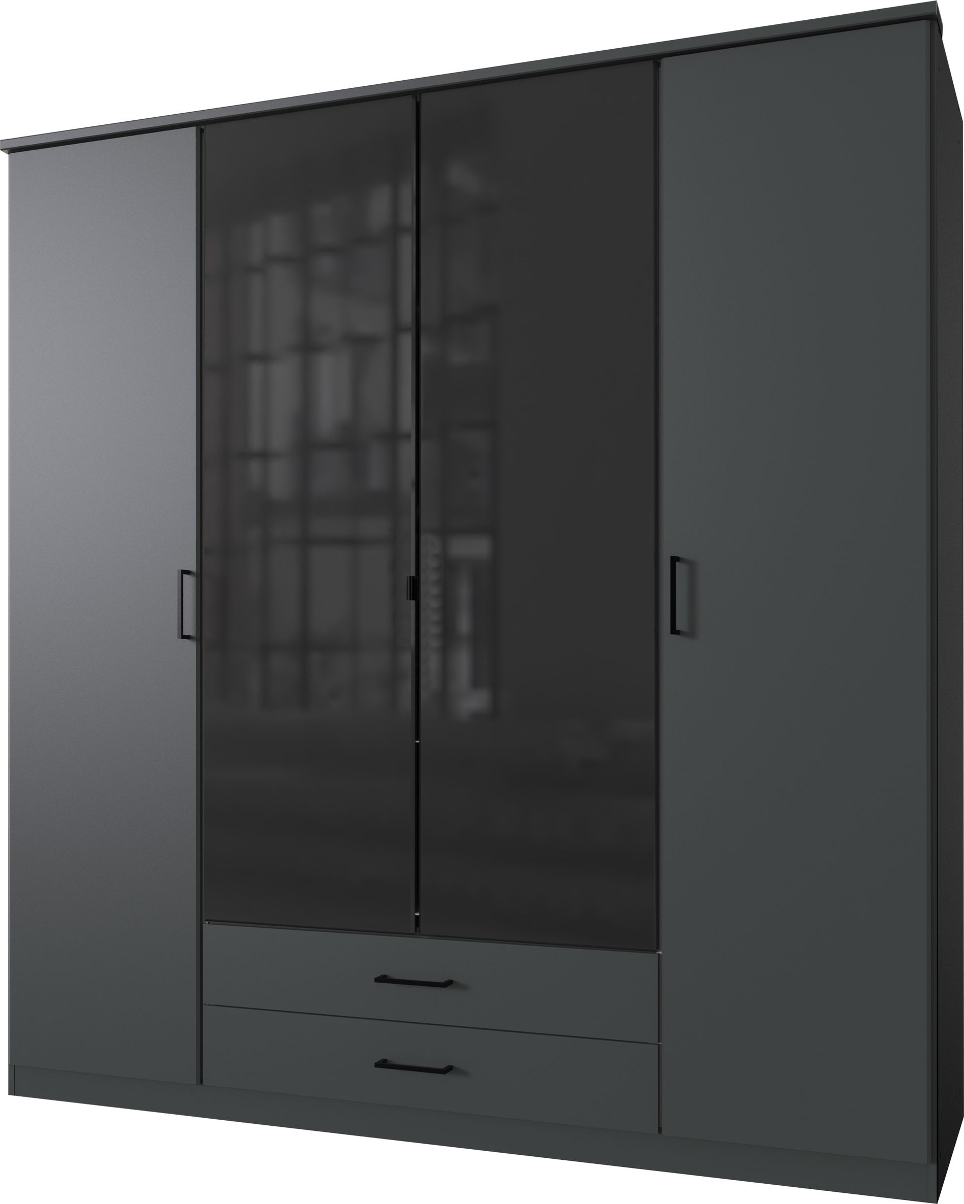 Wimex Soest Kleiderschrank mit Kranz 4T 2S Grafit/Schwarz