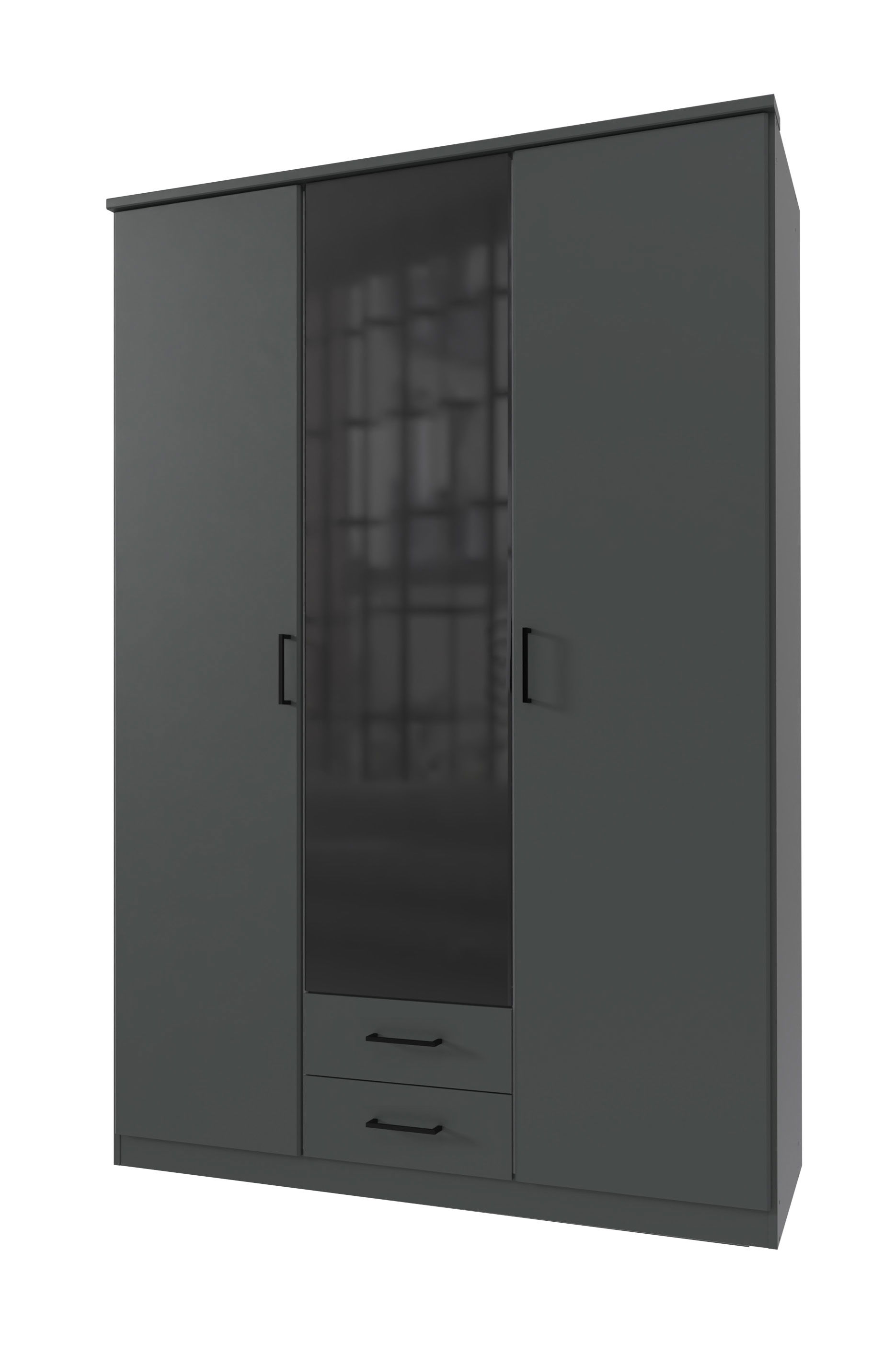 Wimex Soest Kleiderschrank mit Kranz 3T 2S Grafit/Schwarz
