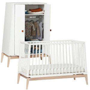 Leander Luna Kinderzimmer Sparset weiß/eiche Babybett und Kleiderschrank konfigurierbar