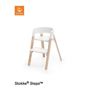 Stokke® Steps™ Hochstuhl weiß Buchenholz natur mit vielen Variationsmöglichkeiten