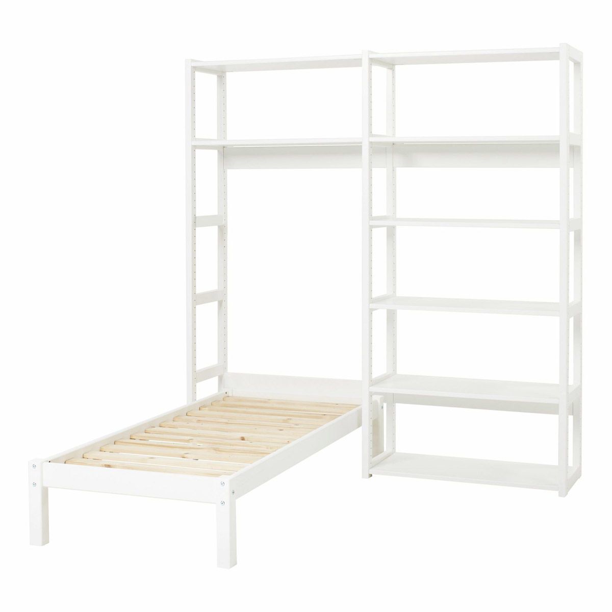 Hoppekids Storey Regalsystem 2-teilig weiß mit 8 Regalen und Bett 90x200 zum Toppreis