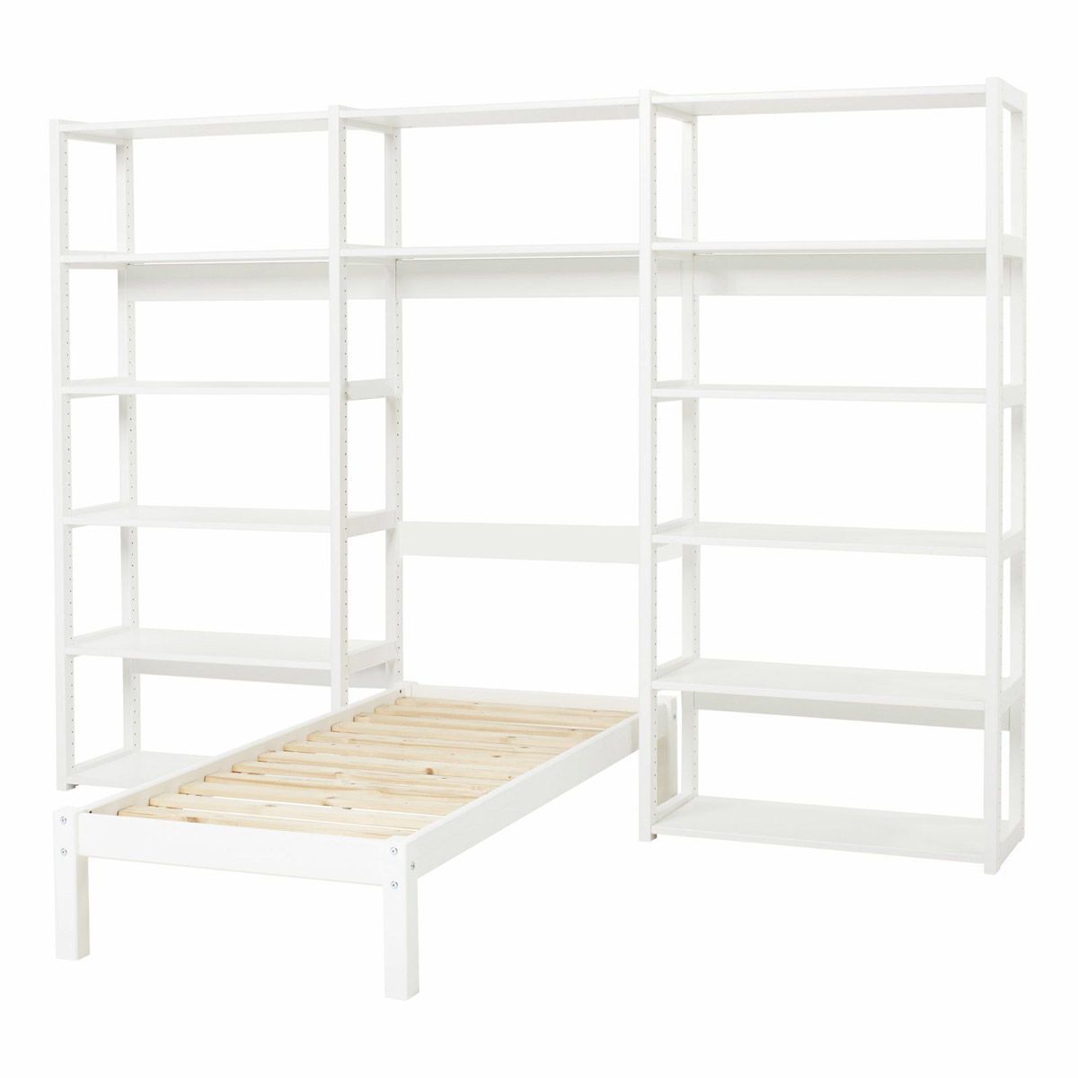 Hoppekids Storey Regal 3-teilig weiß 3x 80 cm, 14 Böden, 1 Bett 70x160 cm