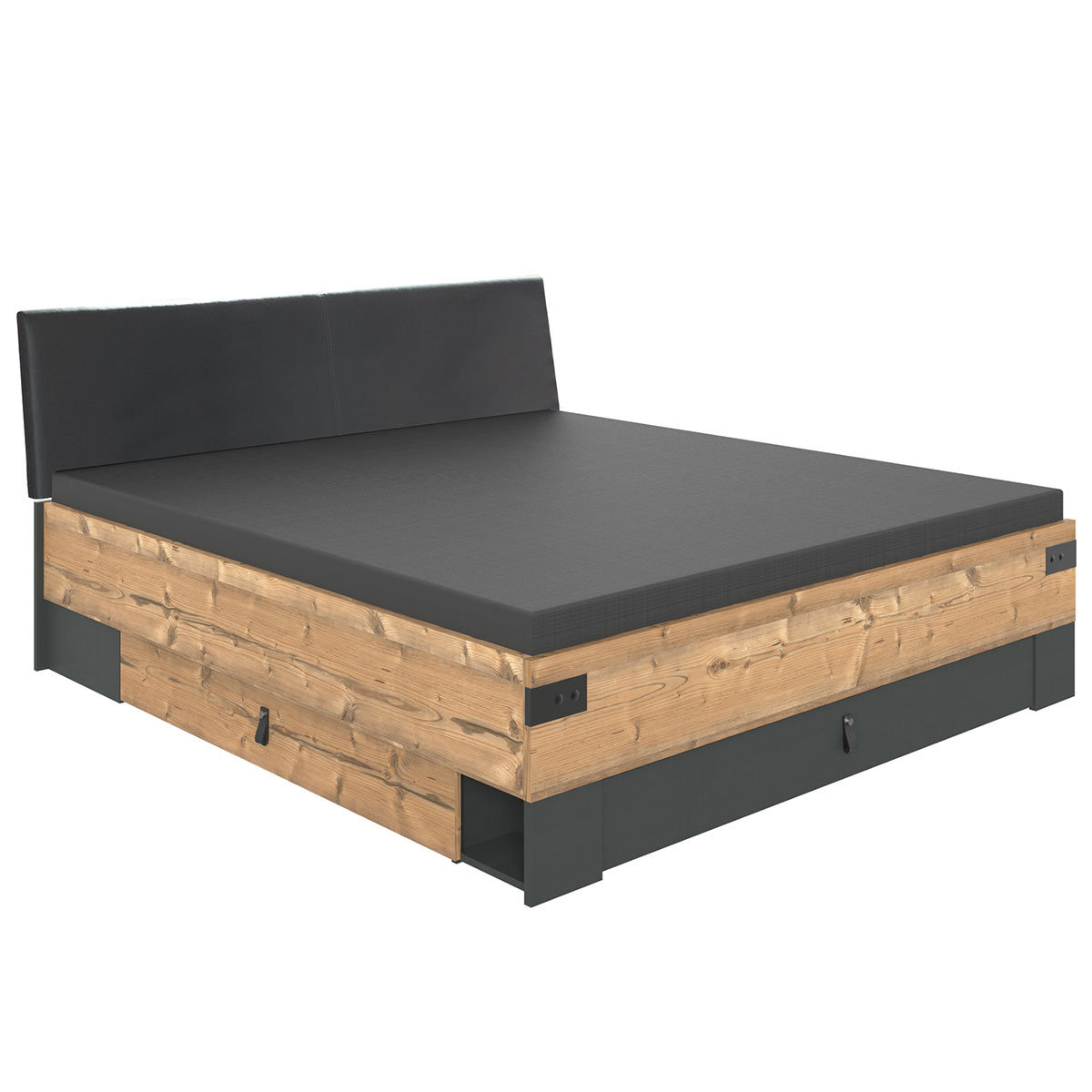 Wimex Stockholm Bett mit Polster 180 x 200 cm Silver Fir Dekor/Graphit