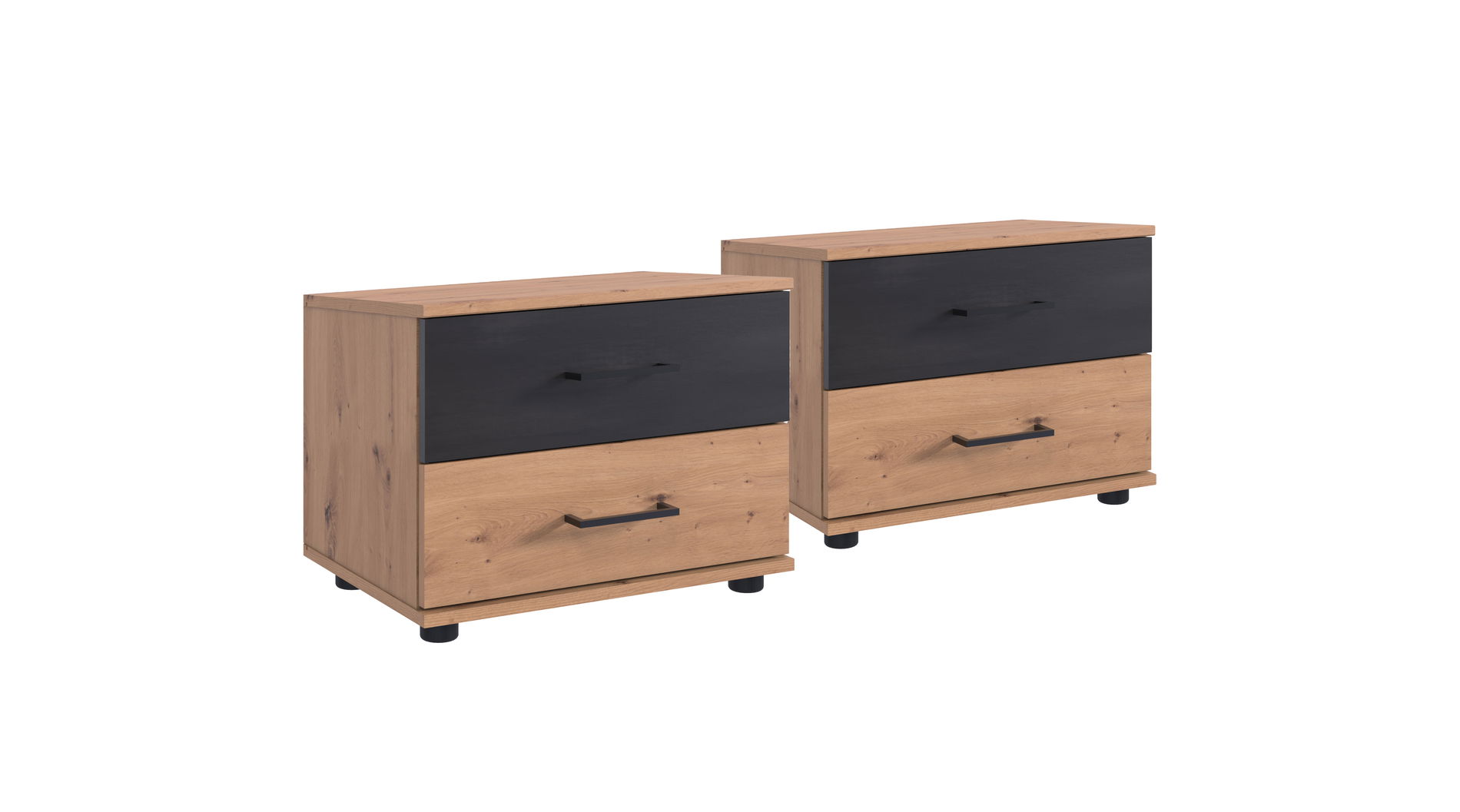 Wimex Sulzbach Nachtschrank 2S Paar Artisan-Eiche-Nachbildung/Raw steel