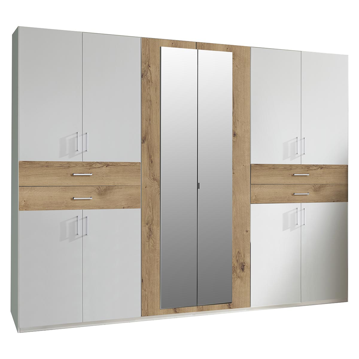 Wimex Taiga Kleiderschrank 270 cm Weiß/Plankeneiche Dekor