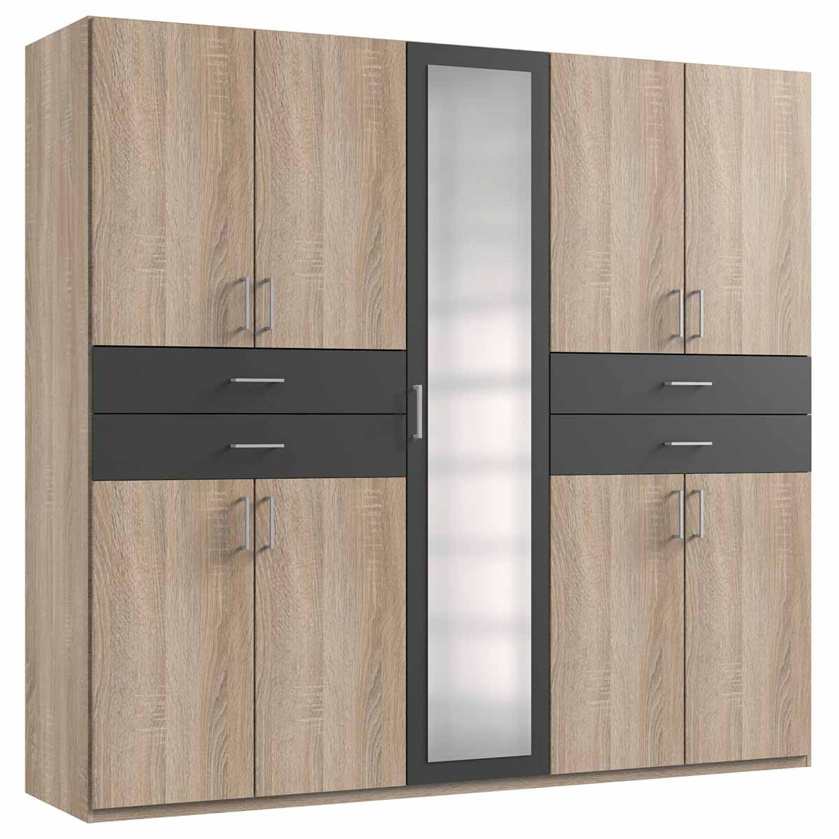 Wimex Taiga Kleiderschrank 225 cm Eiche sägerau Dekor/Graphit