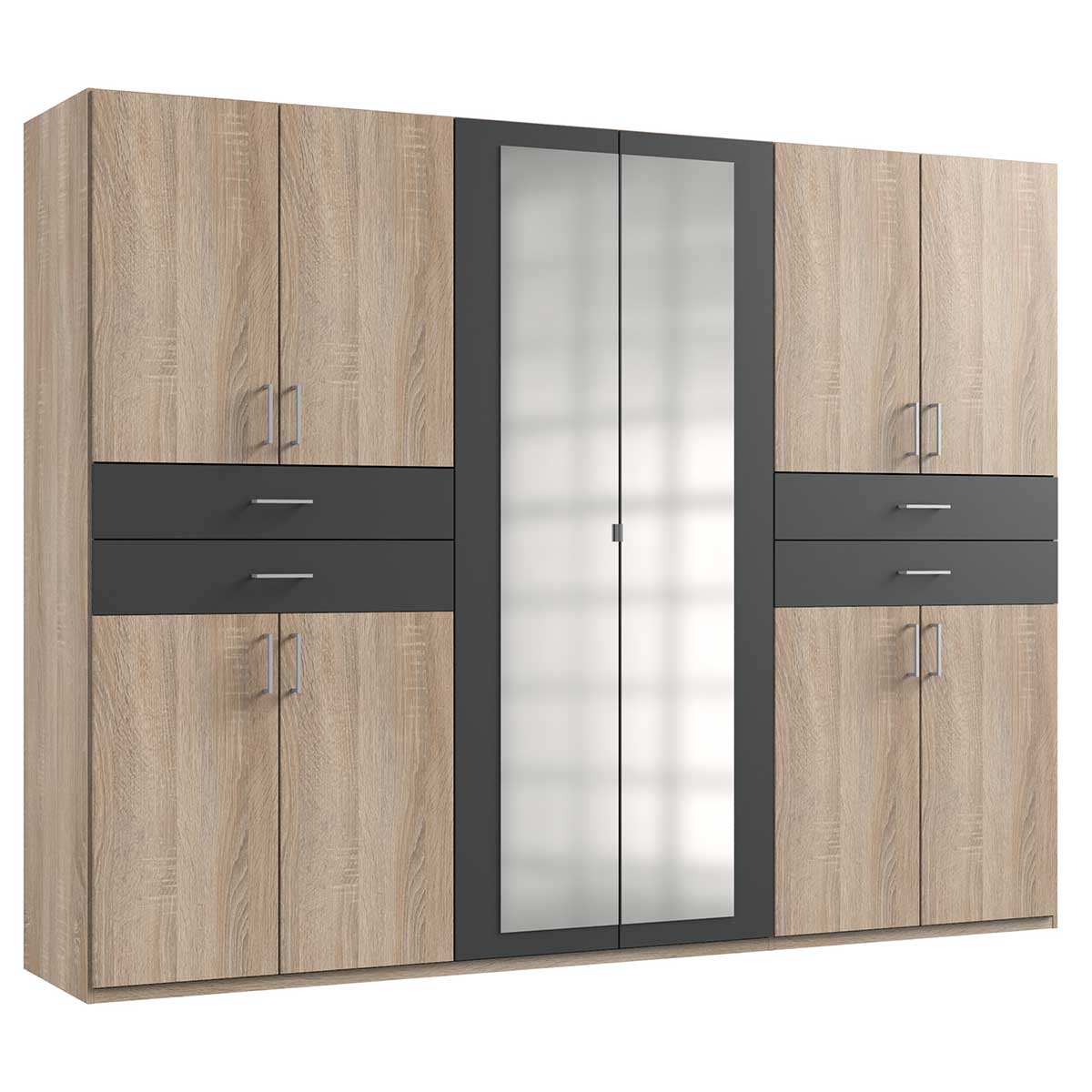 Wimex Taiga Kleiderschrank 270 cm Eiche sägerau Dekor/Graphit