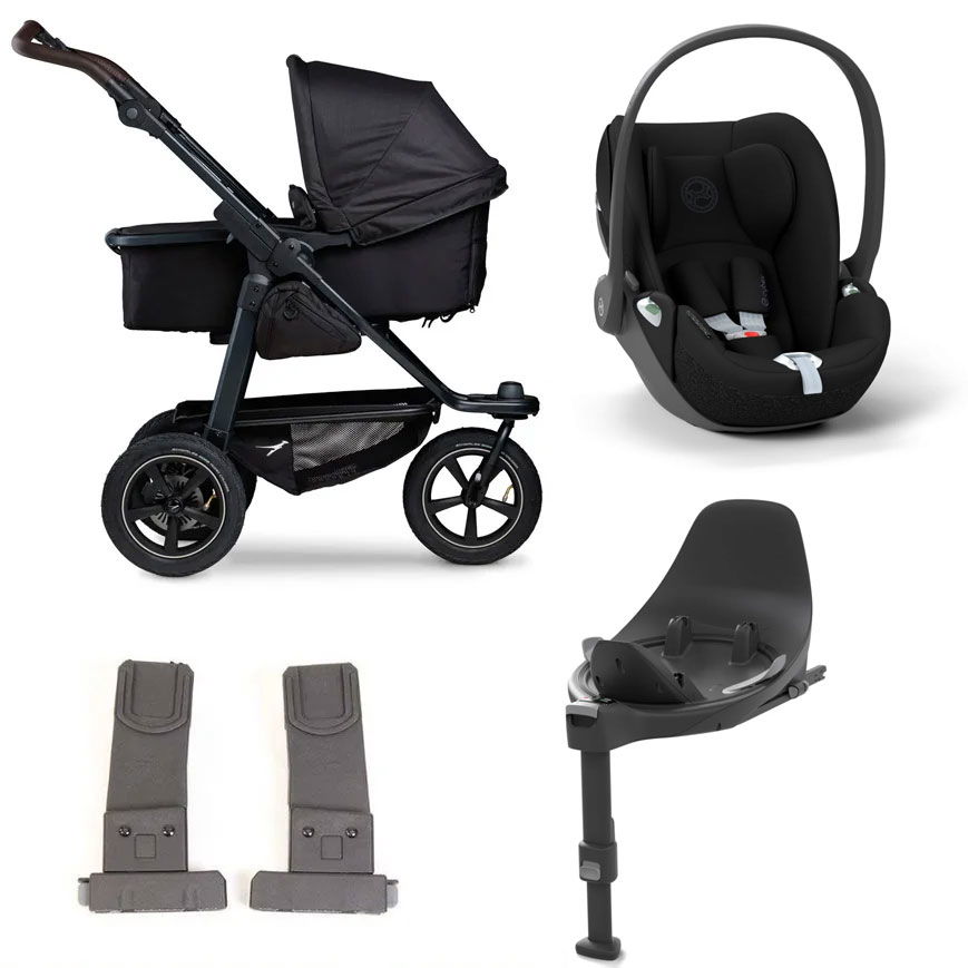 tfk mono 2 Kinderwagen Bundle schwarz Luftrad | CYBEX Cloud T i-Size + Base + Adapter