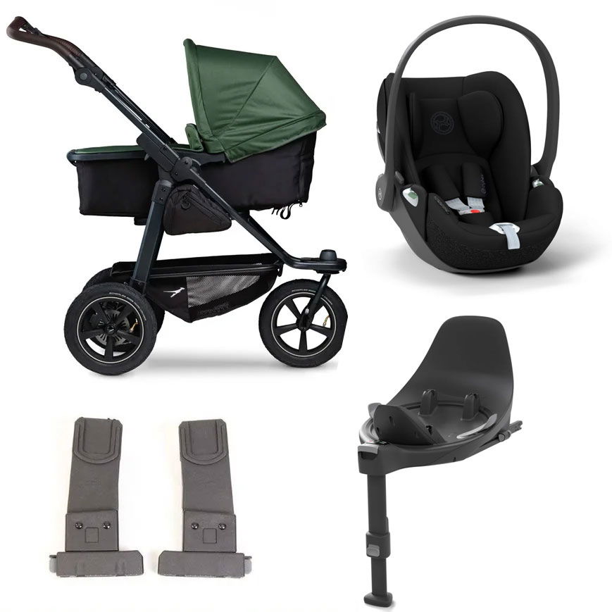 tfk mono 2 Kinderwagen Bundle olive Luftrad | CYBEX Cloud T i-Size + Base + Adapter