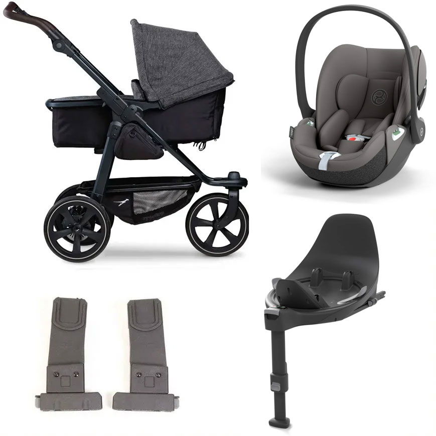 tfk mono 2 Kinderwagen Bundle premium anthrazit Luftkammer CYBEX Cloud T i-Size + Base + Adapter