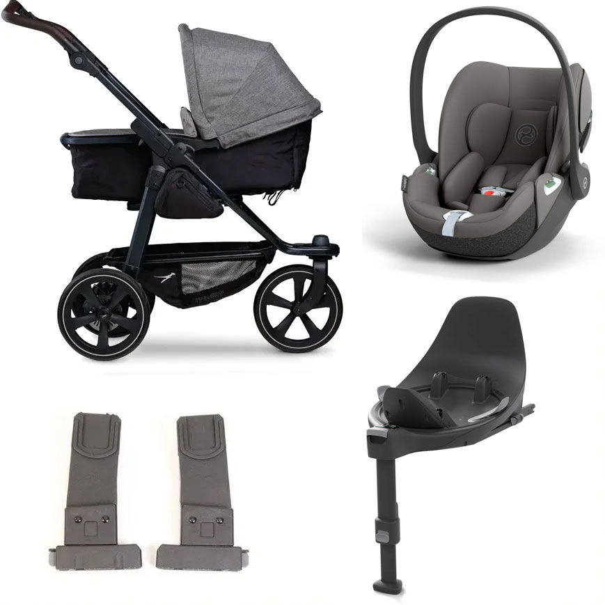 tfk mono 2 Kinderwagen Bundle premium grau Luftkammer CYBEX Cloud T i-Size + Base + Adapter