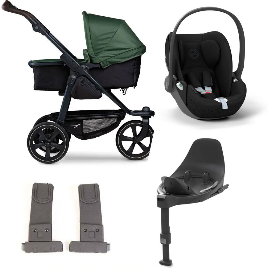 tfk mono 2 Kinderwagen Bundle olive Luftkammer CYBEX Cloud T i-Size + Base + Adapter