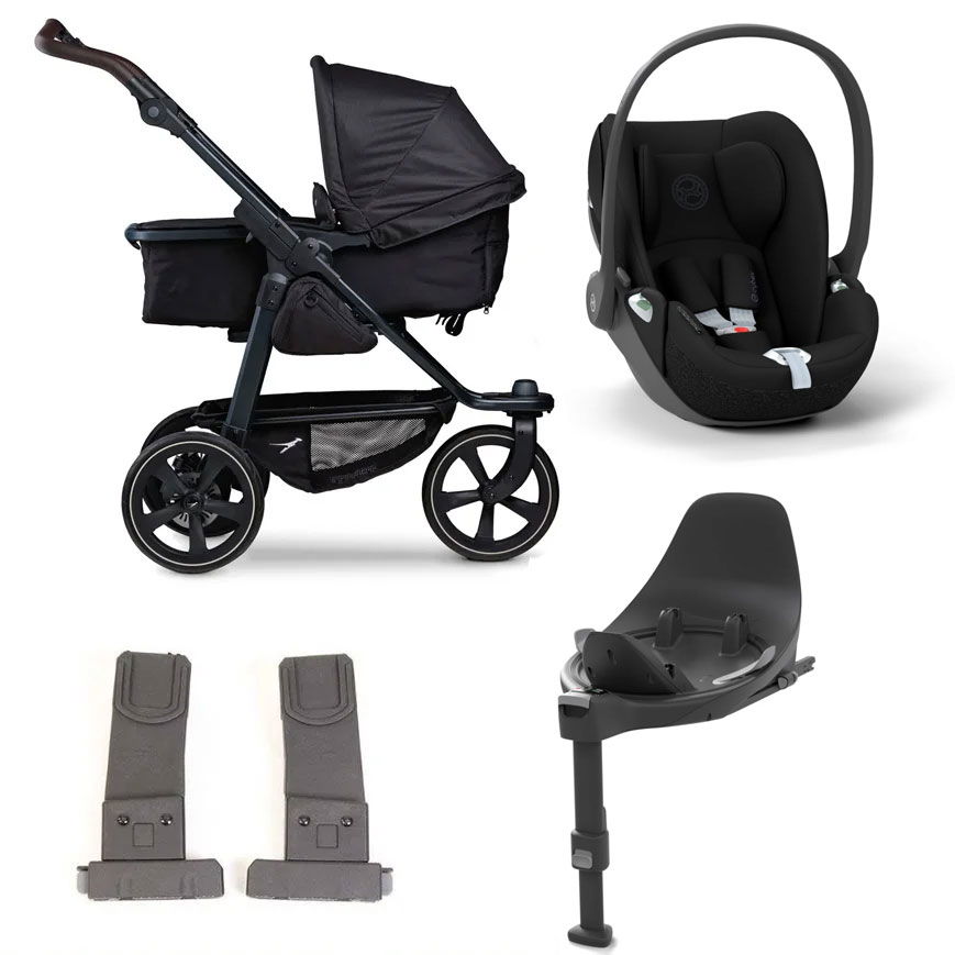 tfk mono 2 Kinderwagen Bundle schwarz Luftkammer CYBEX Cloud T i-Size + Base + Adapter