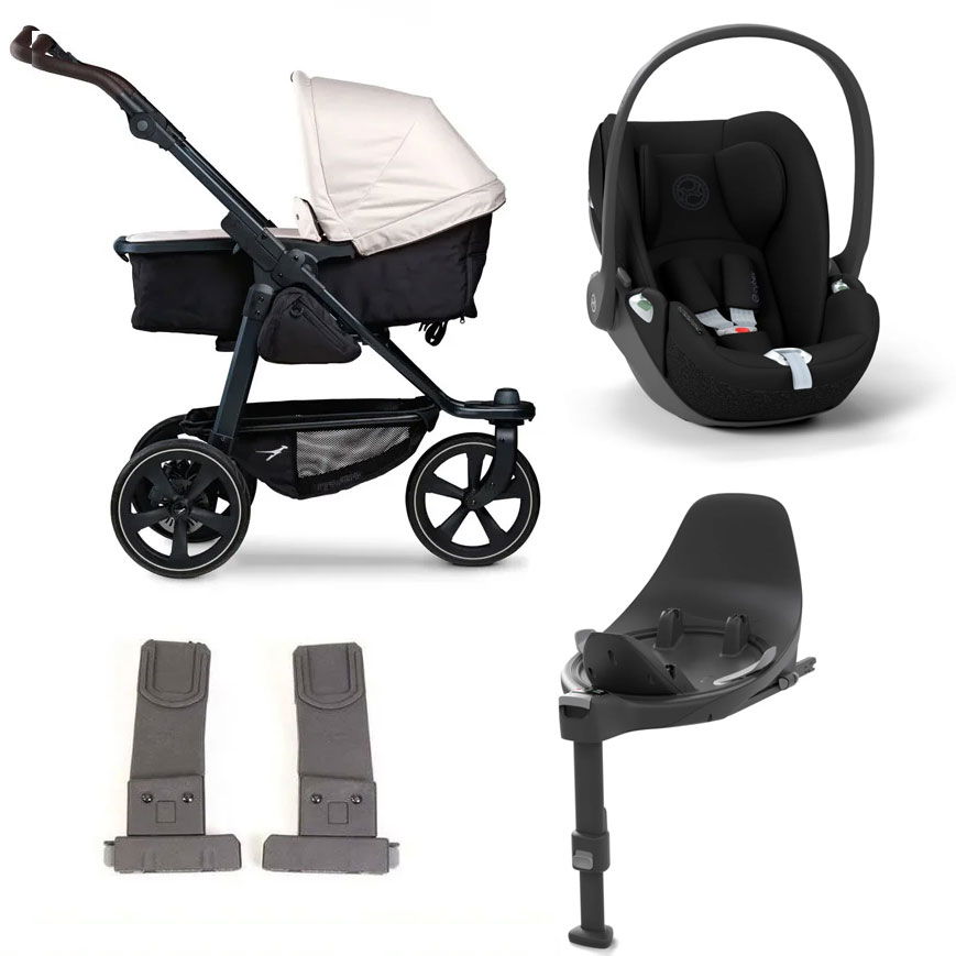 tfk mono 2 Kinderwagen Bundle sand Luftkammer CYBEX Cloud T i-Size + Base + Adapter