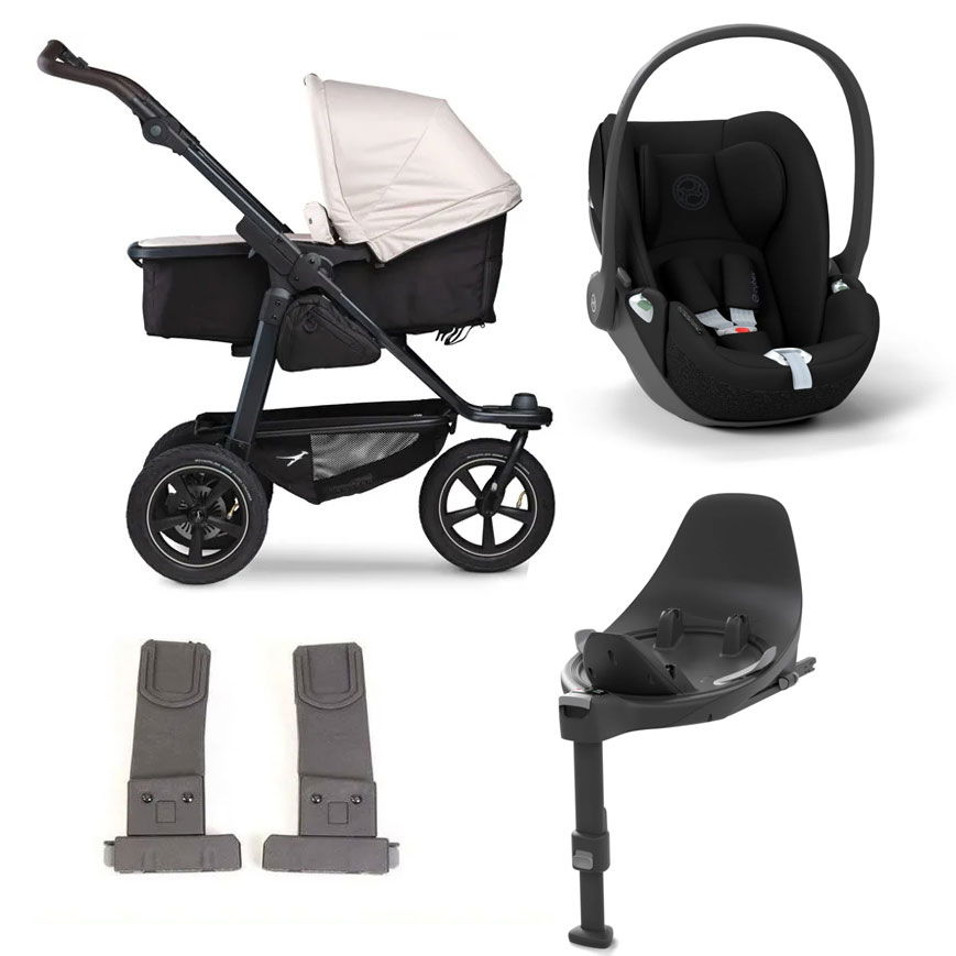 tfk mono 2 Kinderwagen Bundle sand Luftrad | CYBEX Cloud T i-Size + Base + Adapter