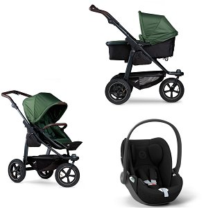 tfk mono 2 Kinderwagen-Bundle olive mit Luftrad-Set | mit Babyschale