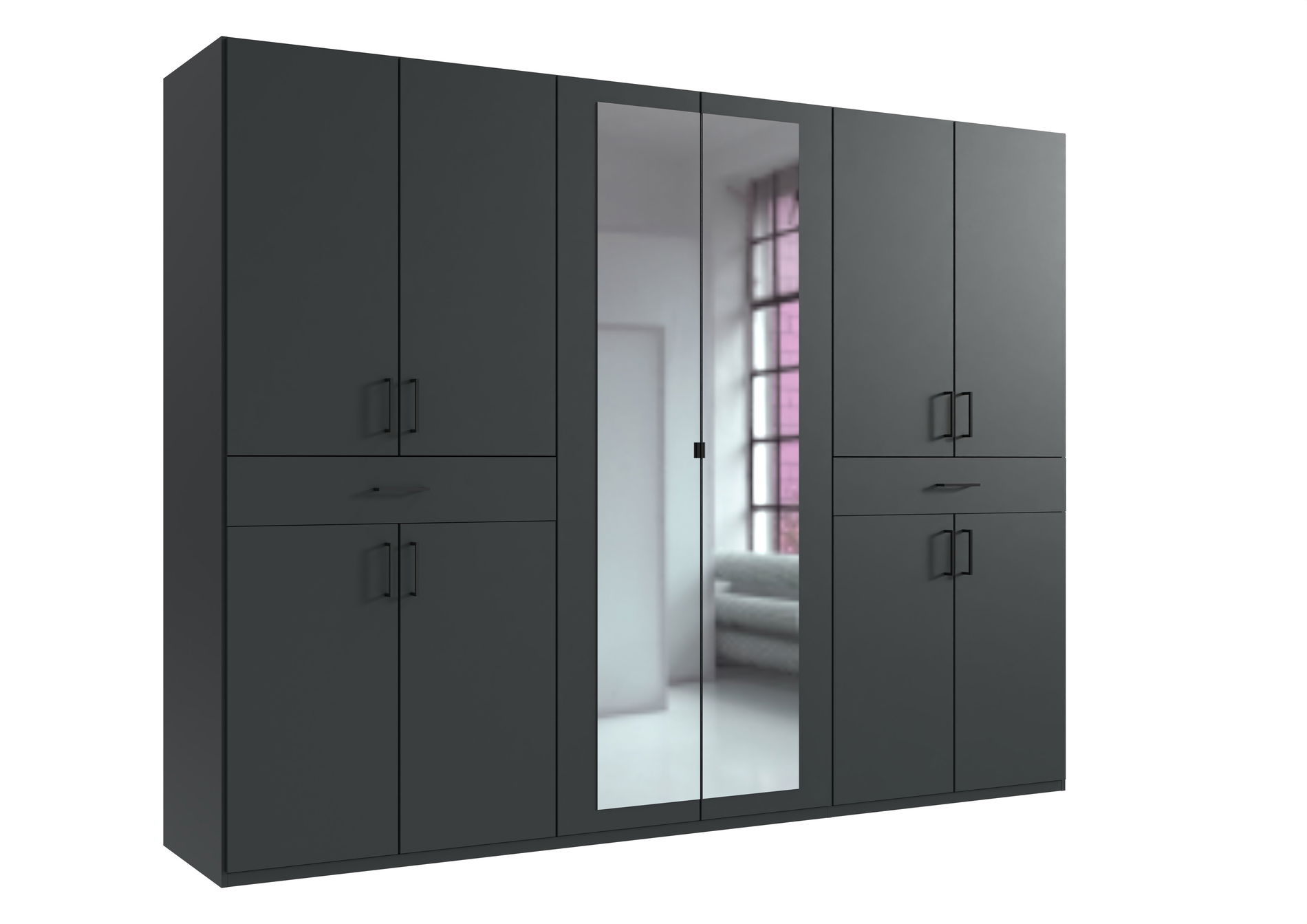 Wimex Tibet Kleiderschrank 270 cm Spiegel Grafit