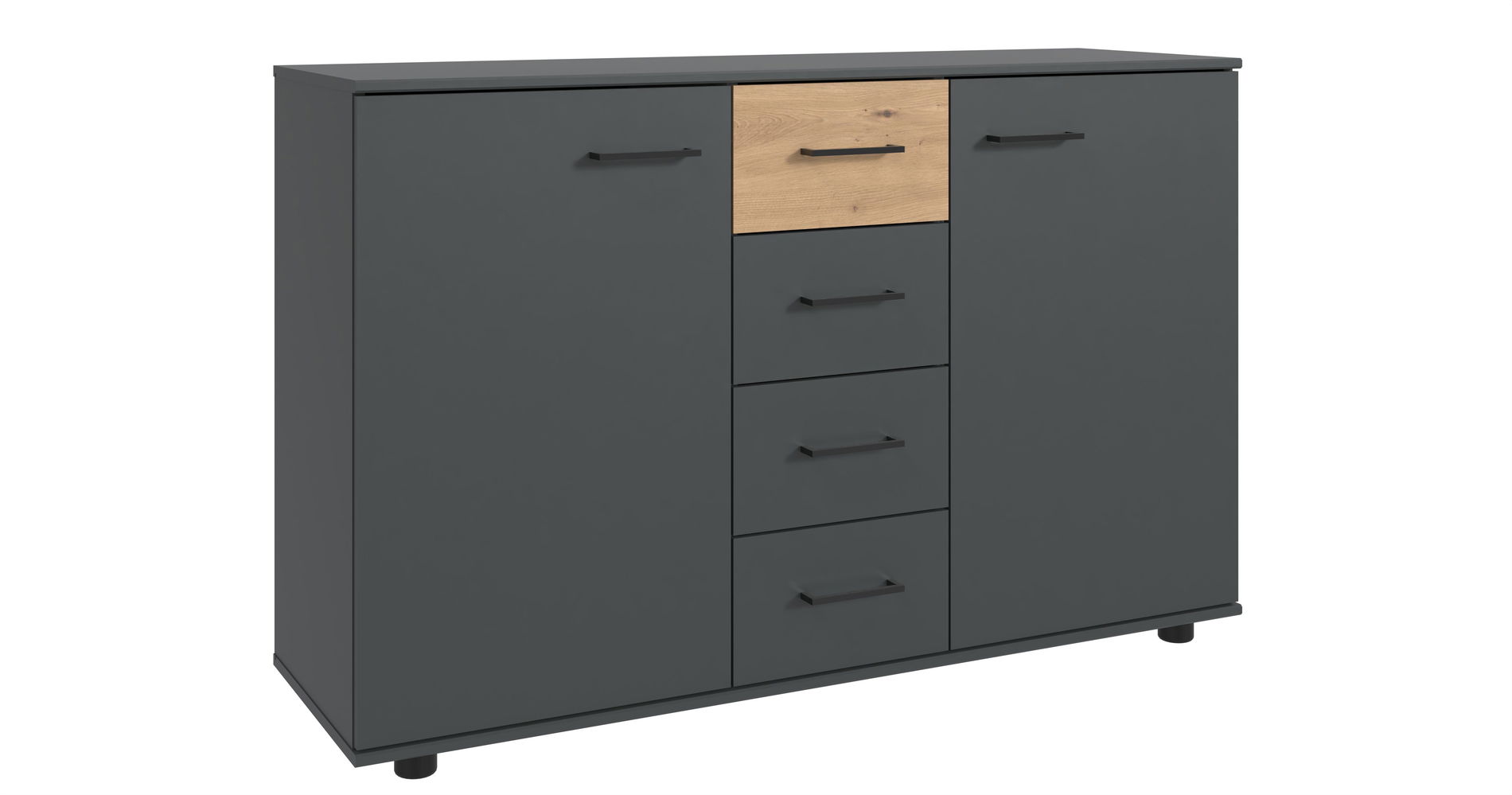 Wimex Tibet Kombikommode 2T 4S Grafit/Artisan-Eiche-Nachbildung