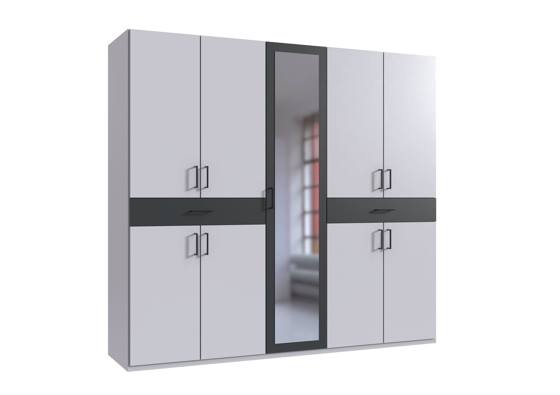 Wimex Tibet Kleiderschrank 225 cm Spiegel Weiß/Grafit
