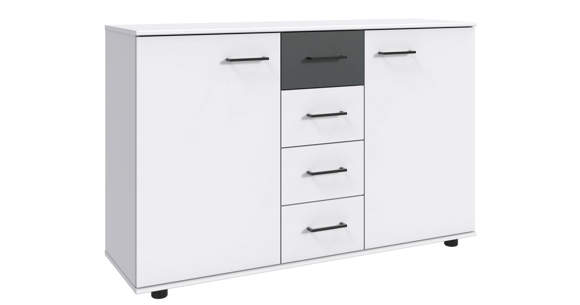 Wimex Tibet Kombikommode 2T 4S Weiß/Grafit