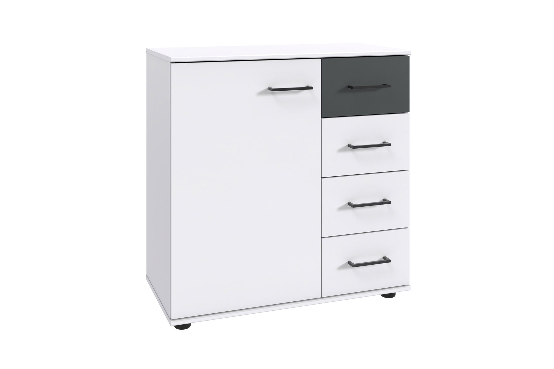 Wimex Tibet Kombikommode 1T 4S Weiß/Grafit